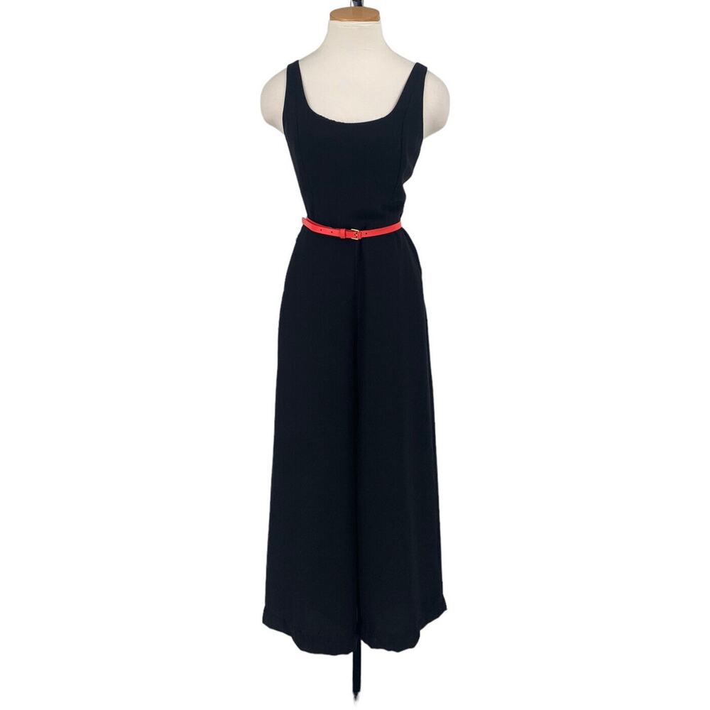 Banana Republic Wide Leg Jumpsuit Black Size 6 Crepe Modern Pockets